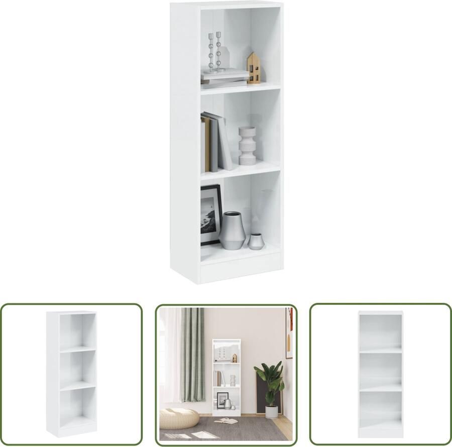 The Living Store Boekenkast Hoge boekenkast Hoogglans wit 40 x 24 x 108 cm Boekenkast Houten Boekenkast Bibliotheek Vitrinekast Opbergkast - Foto 2