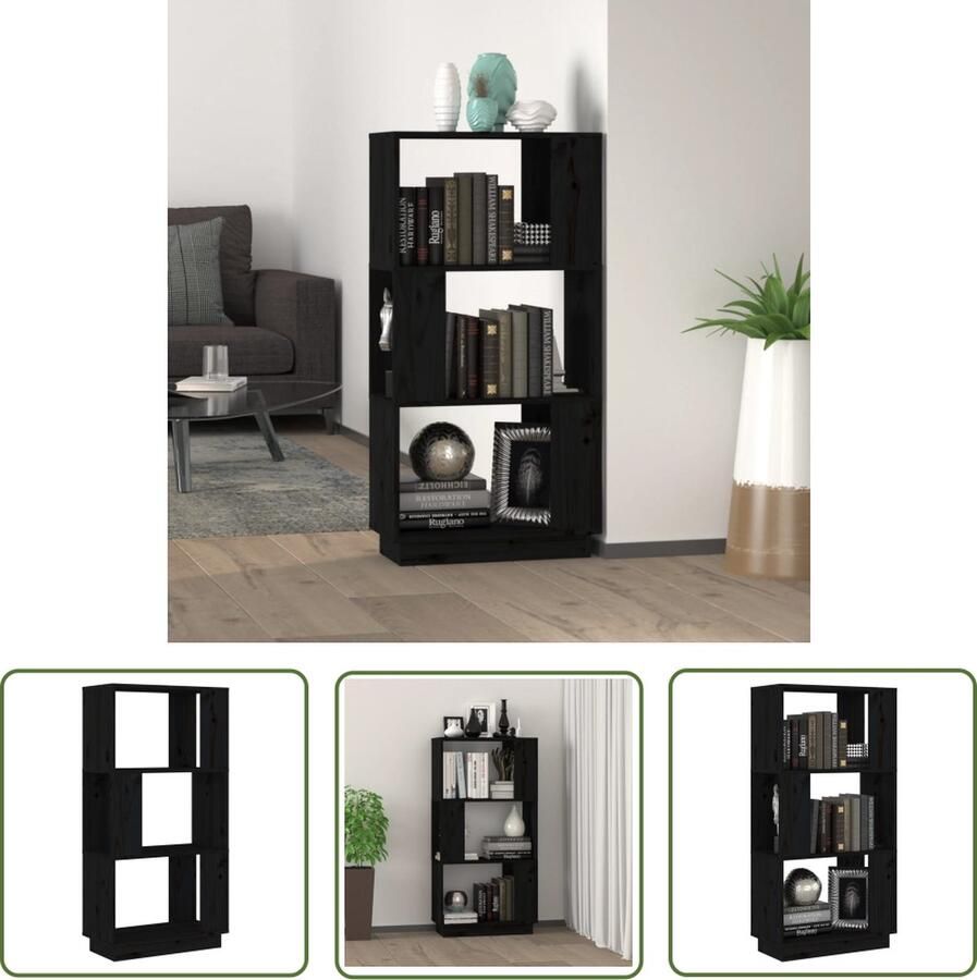 The Living Store Boekenkast Houten 51 x 25 x 101 cm Zwart Boekenkast Houten Boekenkast Bibliotheekkast Opslagmeubel Kamerdivider - Foto 2