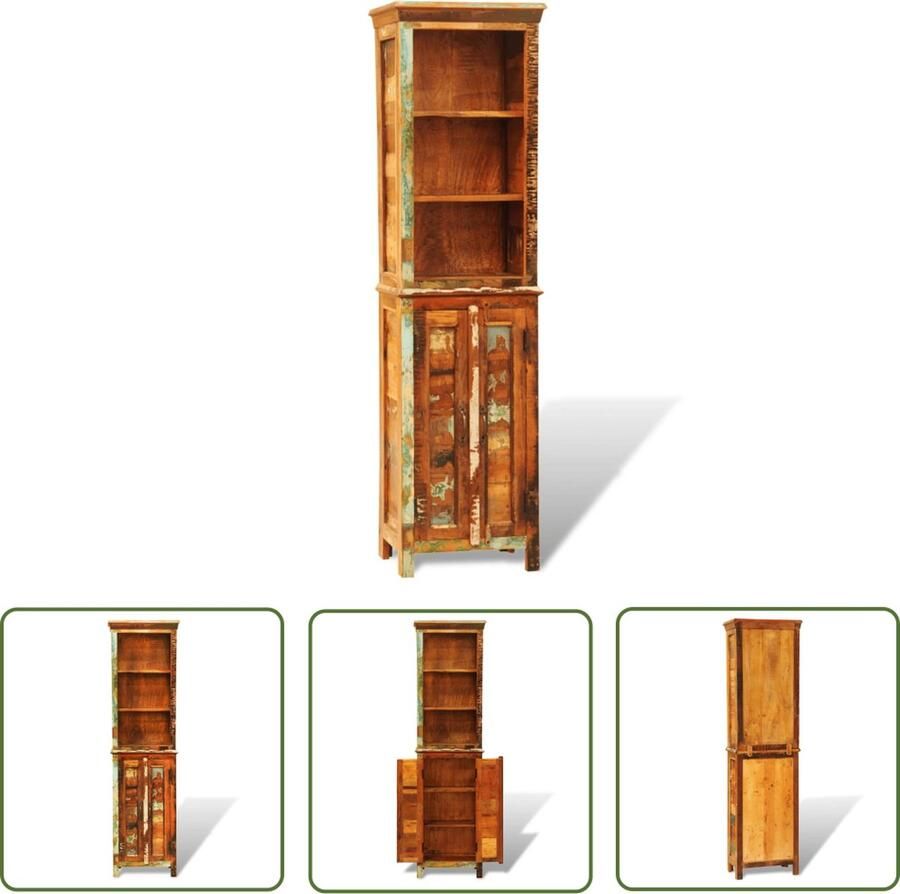 The Living Store Boekenkast Houten Antieke Stijl 50 x 30 x 180 cm Gerecycled Hout