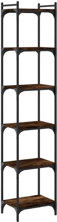 The Living Store Boekenkast 6-laags 40x30x188 cm bewerkt hout gerookt eikenkleur Boekenkast Industrieel Houten Boekenkast Bruine Boekenkast Vintage Boekenkast - Foto 2