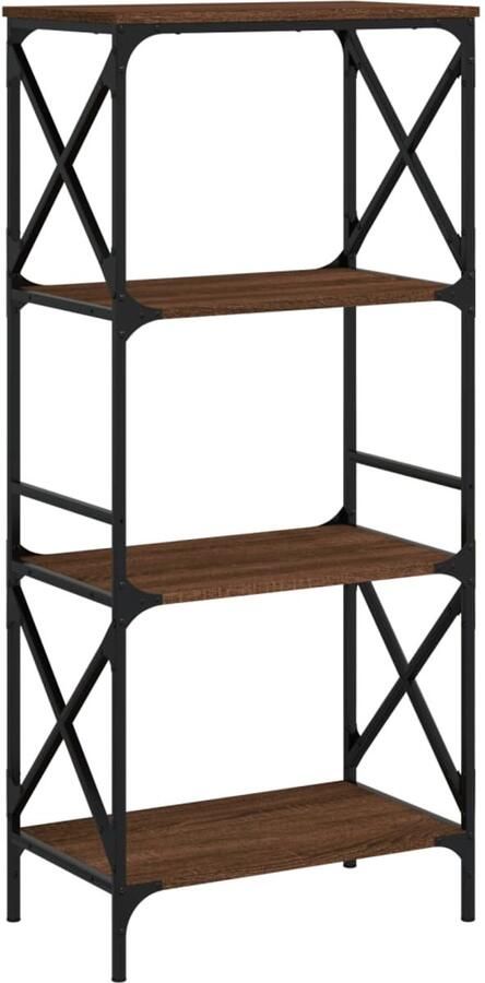 The Living Store Boekenkast 4-laags 59x35x132 cm bewerkt hout bruin eikenkleur Boekenkast Industrieel Houten Boekenkast Vintage Boekenkast Bibliotheekkast - Foto 3