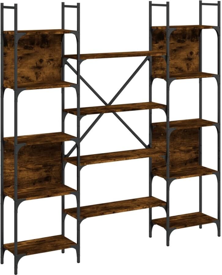 The Living Store Boekenkast 155 5x24x166 5 cm bewerkt hout gerookt eikenkleurig Boekenkast Industrieel Houten Boekenkast Vintage Boekenkast Bruine Boekenkast - Foto 2