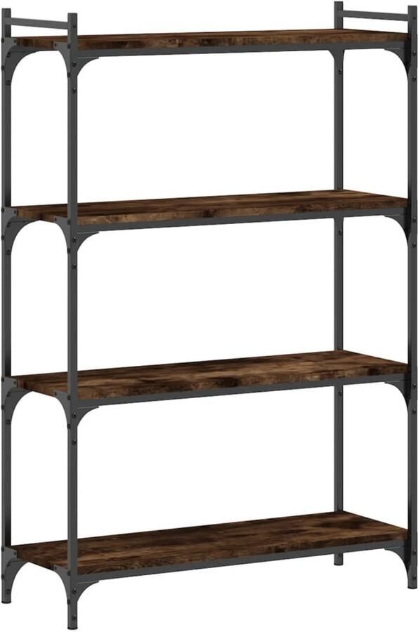 The Living Store Boekenkast 4-laags 80x30x120 cm bewerkt hout gerookt eikenkleur Boekenkast Industrieel Design Houten Boekenkast Bruine Boekenkast Vintage Boekenkast - Foto 2