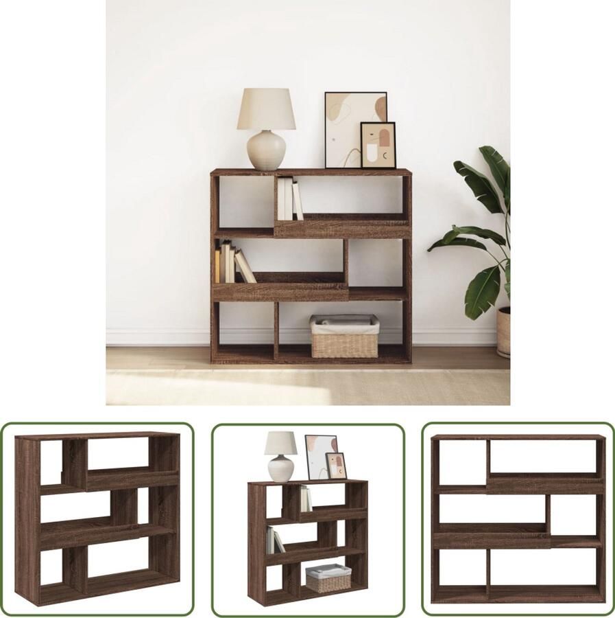 The Living Store Boekenkast kamerscherm 100x33x94 5 cm bruin eikenkleur Boekenkast Kast Houten Kast Kamer Scheidingswand Opslagoplossing