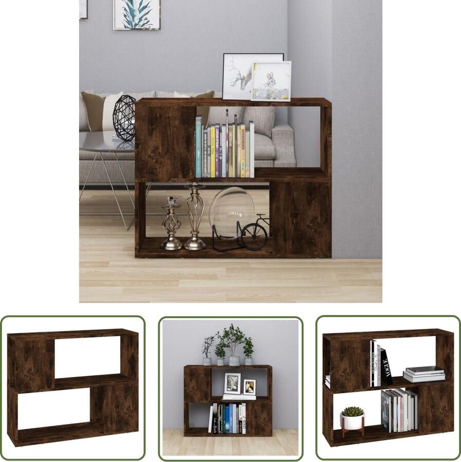 The Living Store Boekenkast Kamerscherm 80 x 24 x 63 cm Gerookt Eiken - Foto 3