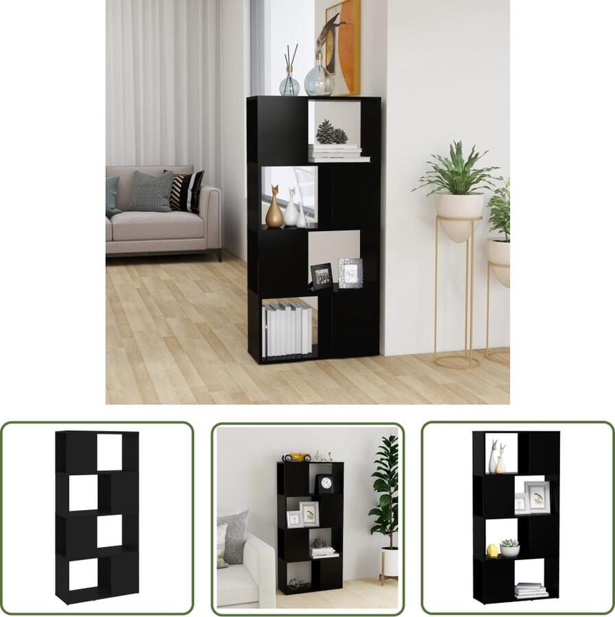 The Living Store Boekenkast Kamerverdeler 60 x 24 x 124.5 cm Zwart spaanplaat - Foto 2