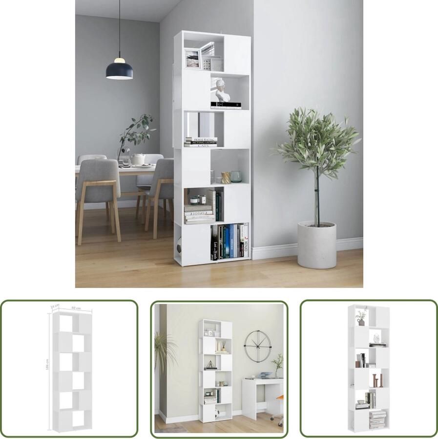 The Living Store Boekenkast Kamerverdeler 60 x 24 x 186 cm Wit Boekenkast Kamerverdeler Houten Boekenkast Wit Boekenkast Boekenplank