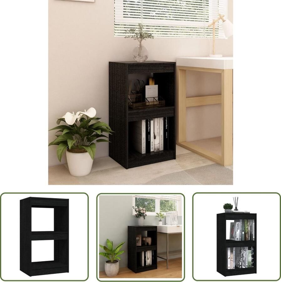 The Living Store Boekenkast 40x30x71-5 cm massief grenenhout zwart Kast - Foto 2