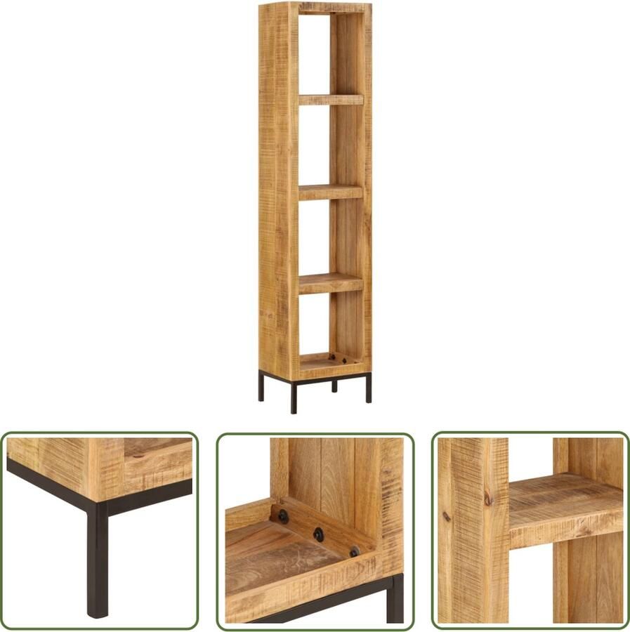 The Living Store Boekenkast Massief Mangohout 40 x 30 x 175 cm Met 4 vakken - Foto 2