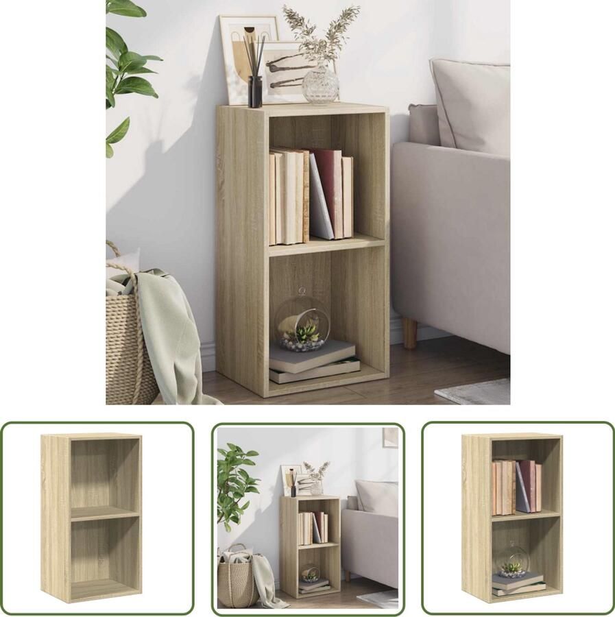 The Living Store Boekenkast met 2 schappen 40x30x76 5 cm bewerkt hout sonoma eik Boekenkasten Houten Boekenkasten Boekenplank Salontafel Opslagmeubilair