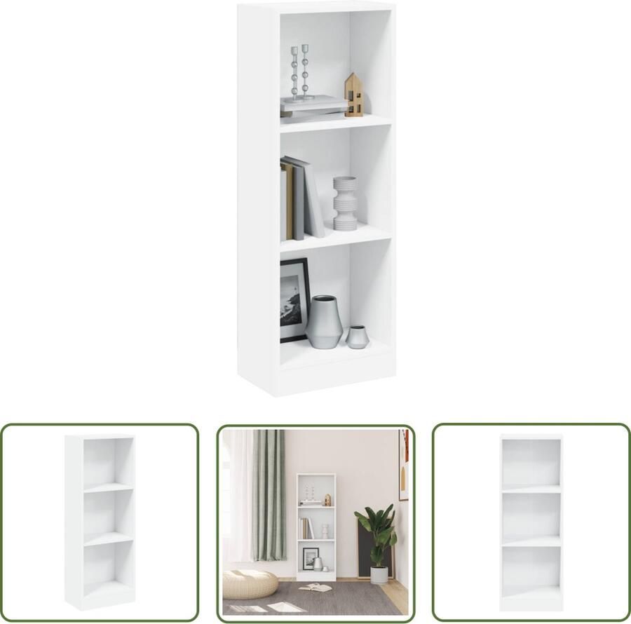 The Living Store Boekenkast Modern Type- Hoge boekenkast Afmetingen- 40x24x108 cm Kleur- Wit Materiaal- Bewerkt hout Boekenkast Houten Boekenkast Witte Boekenkast Moderne Boekenkast Kleine Boekenkast - Foto 2