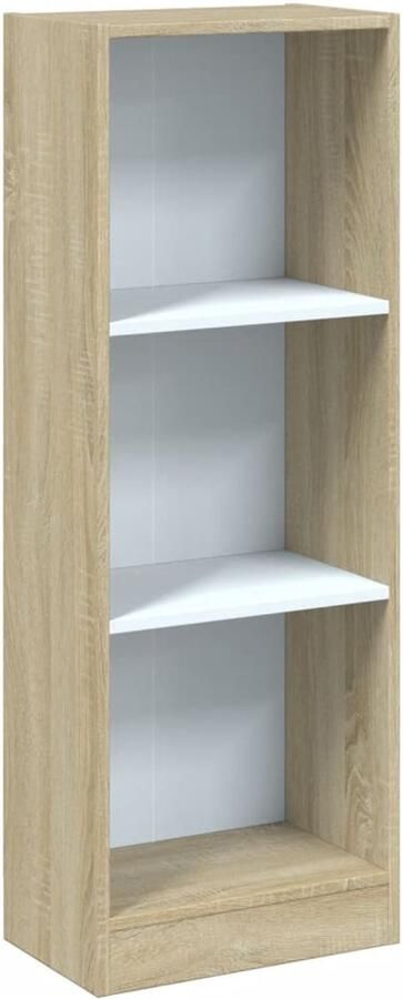 The Living Store Boekenkast met 3 schappen 40x24x109 cm bewerkt hout wit eiken Boekenkast Houten Boekenkast Witte Boekenkast Boekenplank Opbergkast - Foto 2