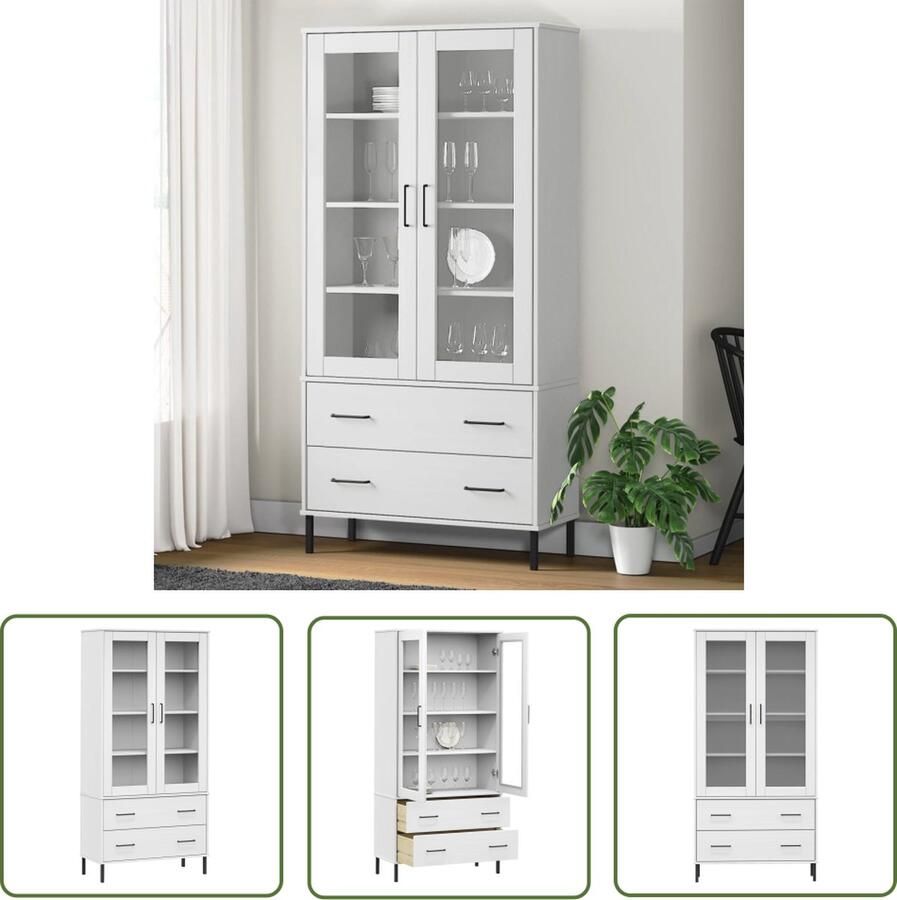 The Living Store Boekenkast met metalen poten OSLO 85x35x172 5 cm hout wit Boekenkast Houten Boekenkast Bibliotheek Vintage Boekenkast Landelijke Boekenkast - Foto 2