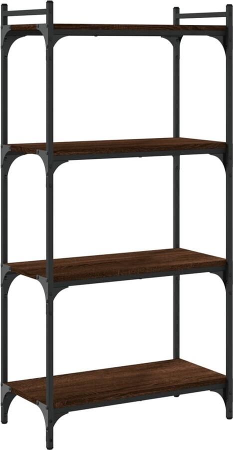 The Living Store Boekenkast 4-laags 60x30x120 cm bewerkt hout bruin eikenkleur Boekenkast Houten Boekenkast Vintage Boekenkast Industrieel Boekenkast Boekenplank - Foto 2