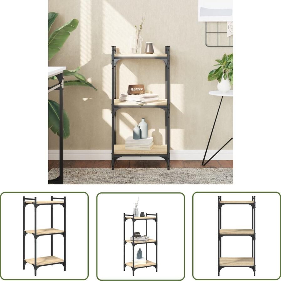 The Living Store Boekenkast Sonoma Eiken 40 x 30 x 86 cm Verstelbare poten Boekenkast Houten Boekenkast Bibliotheek Kast Woonaccessoires