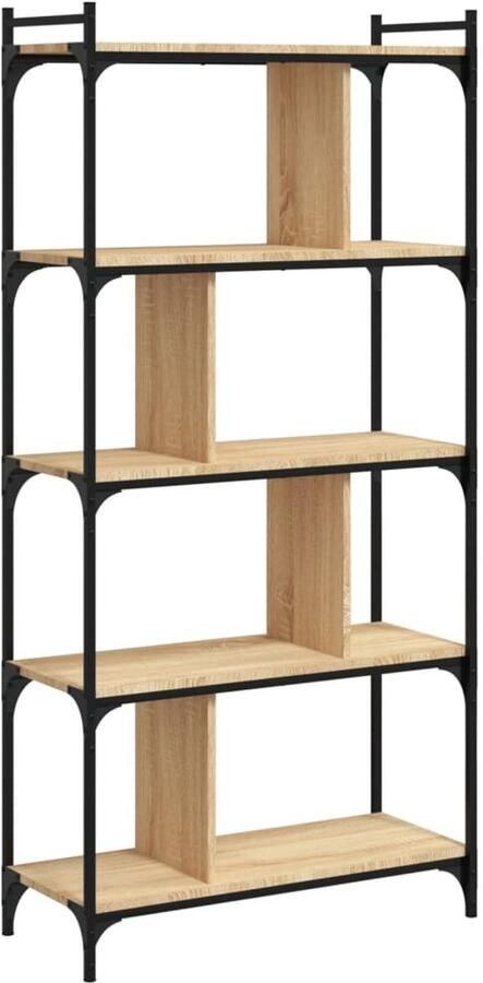The Living Store Boekenkast 5-laags 76x32x158 cm bewerkt hout sonoma eikenkleur Boekenkast Houten Boekenkast Eiken Boekenkast Bibliotheek Kast Bergruimte - Foto 2