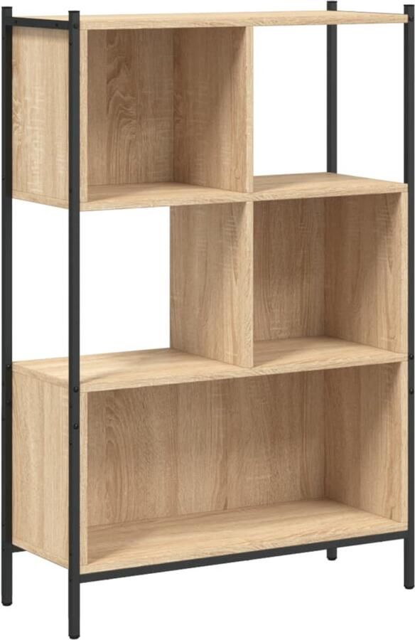 The Living Store Boekenkast 72x28x109 cm bewerkt hout sonoma eikenkleurig Boekenkast Houten Boekenkast Sonoma Eiken Bibliotheekkast Opbergkast - Foto 2