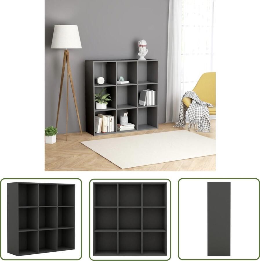 The Living Store Boekenkast Spaanplaat 98 x 30 x 98 cm 9 vakken