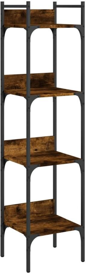 The Living Store Boekenkast 4-laags 35x30x138 5 cm bewerkt hout gerookt eiken Boekenkast Houten Boekenkast Bruine Boekenkast Vintage Boekenkast Compact Boekenkast - Foto 2