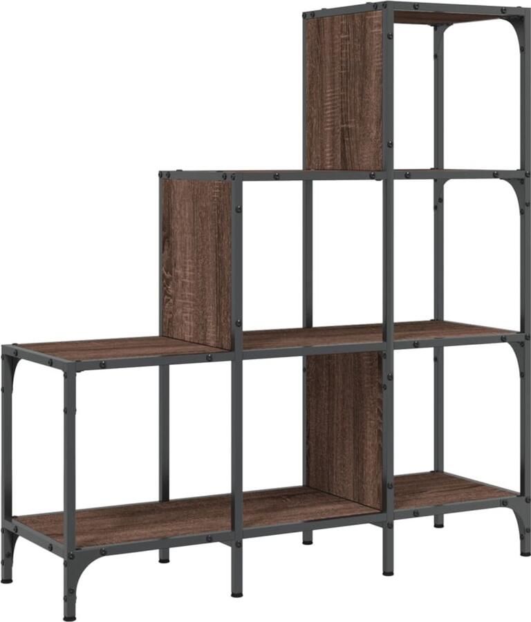 The Living Store Boekenkast 92x30x102 cm bewerkt hout en metaal bruin eiken Boekenkast Houten Boekenkast Boekenplank Opslagoplossing Woonaccessoires - Foto 2