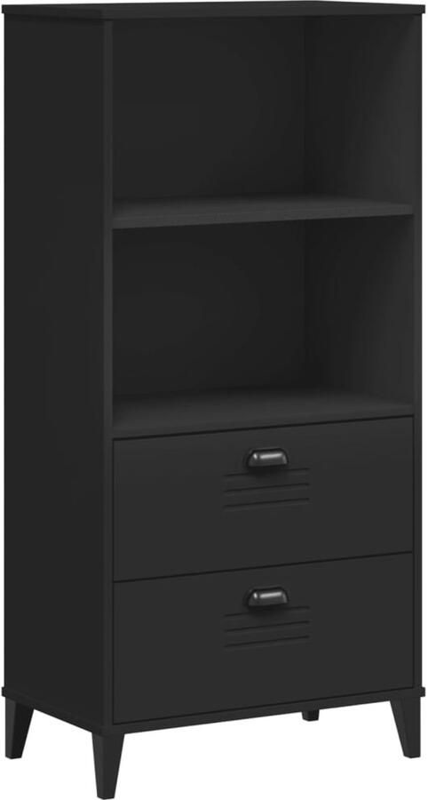 The Living Store Boekenkast VIKEN 60x35x123 cm bewerkt hout zwart Boekenkast Industriële Boekenkast Houten Boekenkast Zwarte Boekenkast Opbergkast - Foto 2