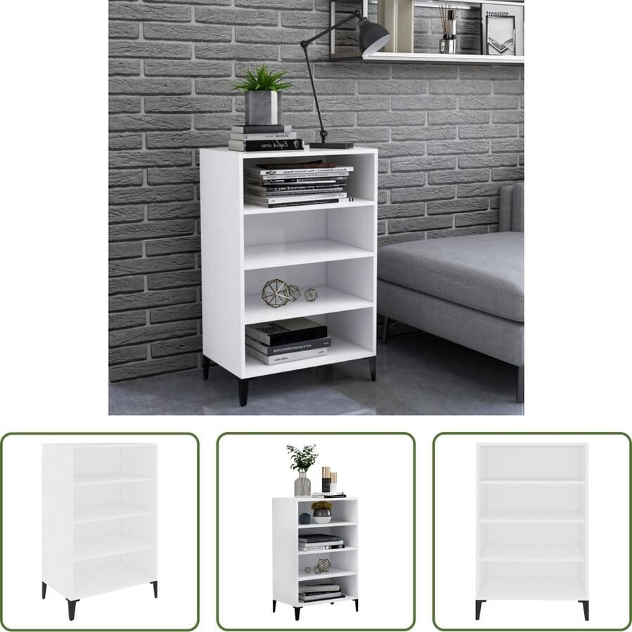 The Living Store Boekenkast wit 57 x 35 x 90 cm spaanplaat metaal