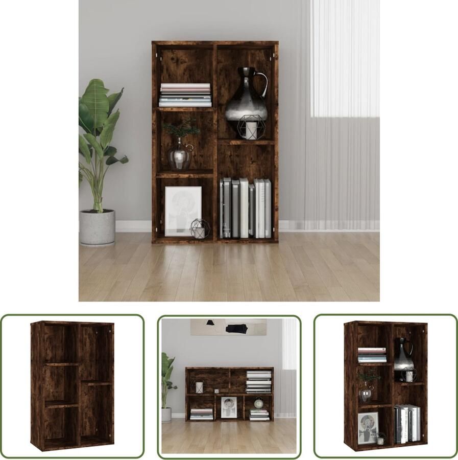 The Living Store Boekenkast dressoir 50x25x80 cm bewerkt hout gerookt eikenkleur Boekenkast Houten Boekenkast Vintage Boekenkast Bruine Boekenkast Boekenplank - Foto 2