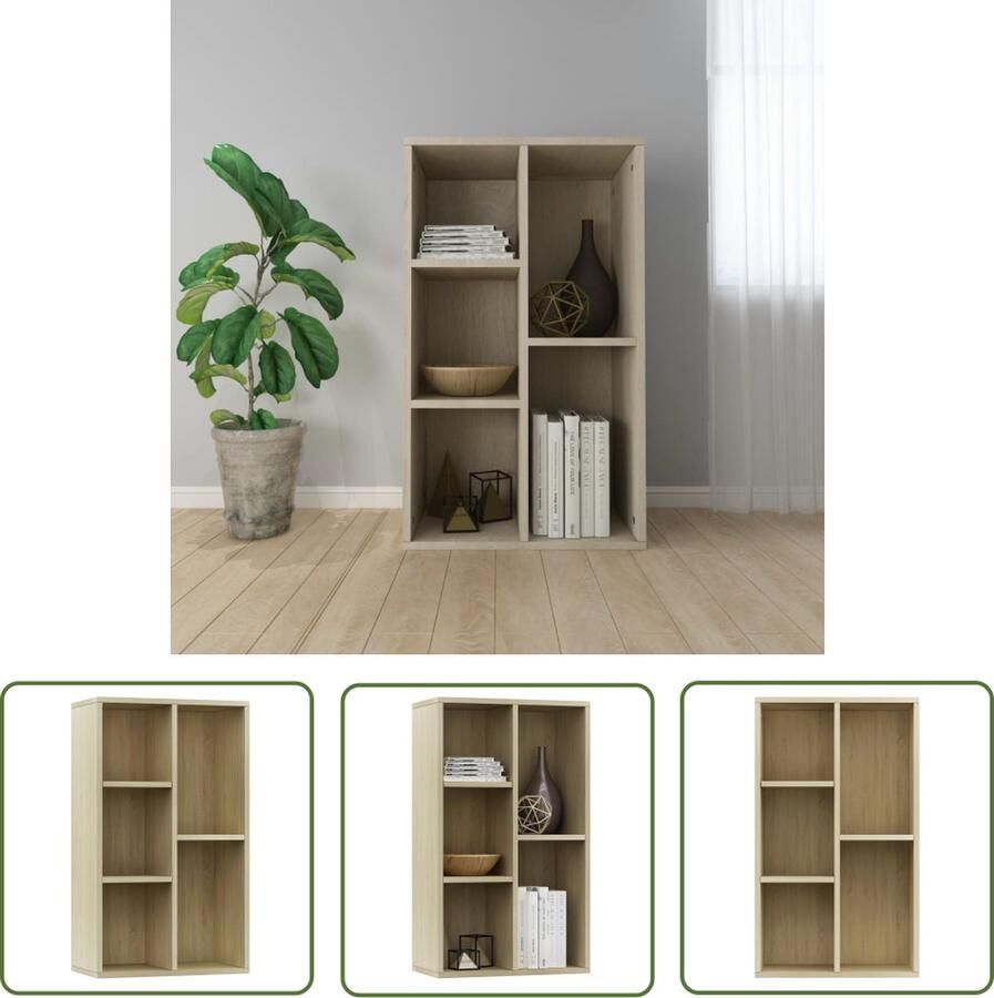 The Living Store Boekenkast dressoir 50x25x80 cm bewerkt hout sonoma eikenkleur Boekenkast Houten Boekenkast Tv-meubel Salontafel Bruine Boekenkast - Foto 2