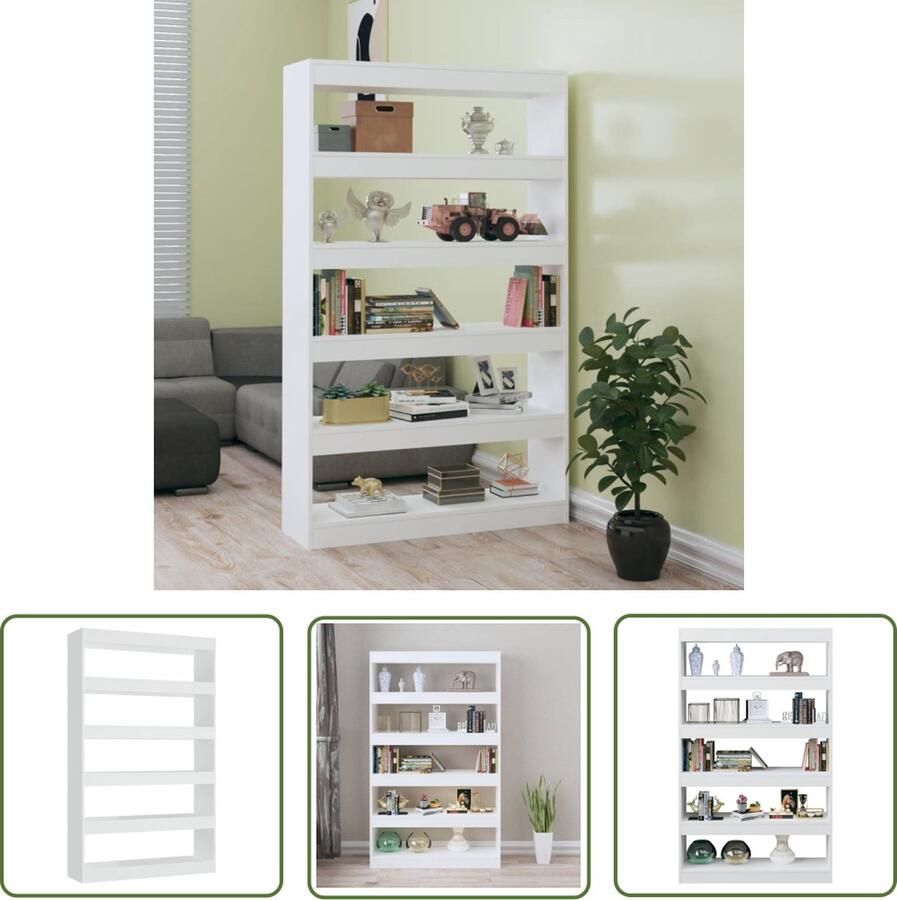 The Living Store Boekenkast kamerscherm 100x30x166 cm wit Boekenkast Boekenplank Kamerdivider Opslagoplossing Houten Kast - Foto 2