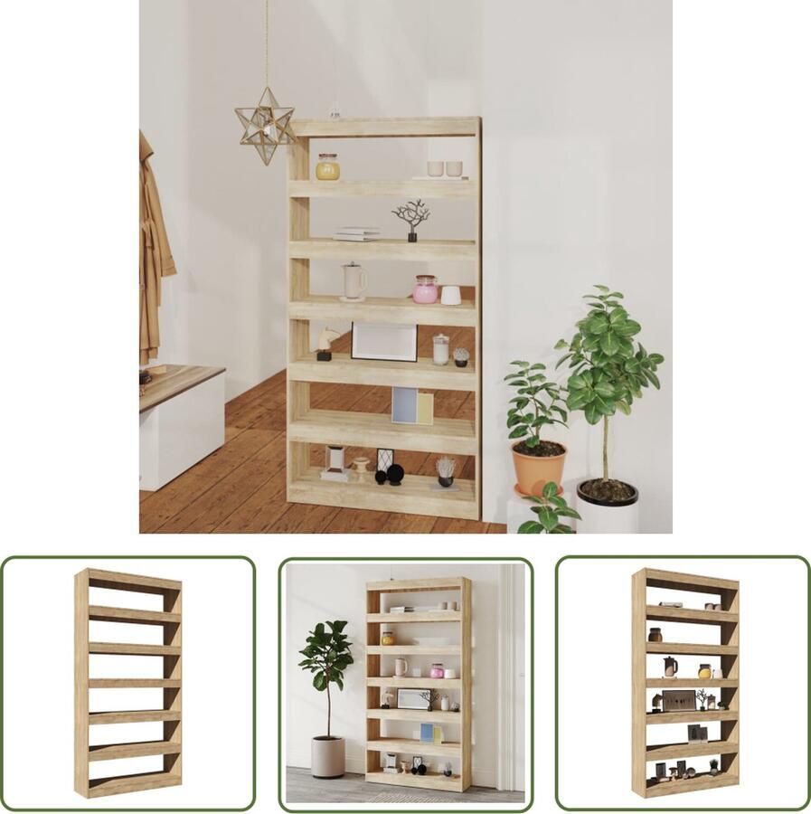 The Living Store Boekenkast kamerscherm 100x30x198 cm bewerkt hout sonoma eiken Boekenkast Boekenplank Eiken Meubilair Sonoma Eiken Woonkamer Meubilair - Foto 2