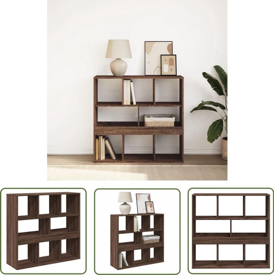 The Living Store Boekenkast kamerscherm 100x33x94 5 cm bruin eikenkleur Boekenkast Wandrek Houten Boekenkast Vintage Boekenkast Boekenplank