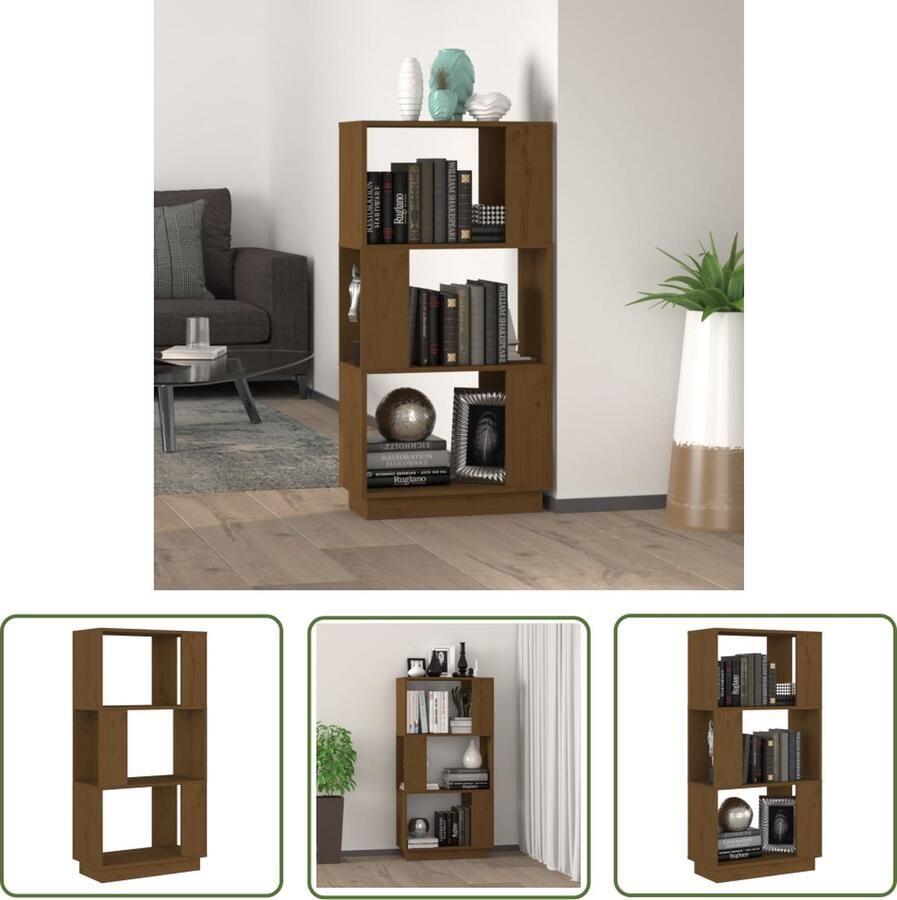 The Living Store Boekenkast kamerscherm 51x25x101 cm grenenhout honingbruin Boekenkast Boekenplank Kast Opbergkast Kamer Scheidingswand - Foto 2