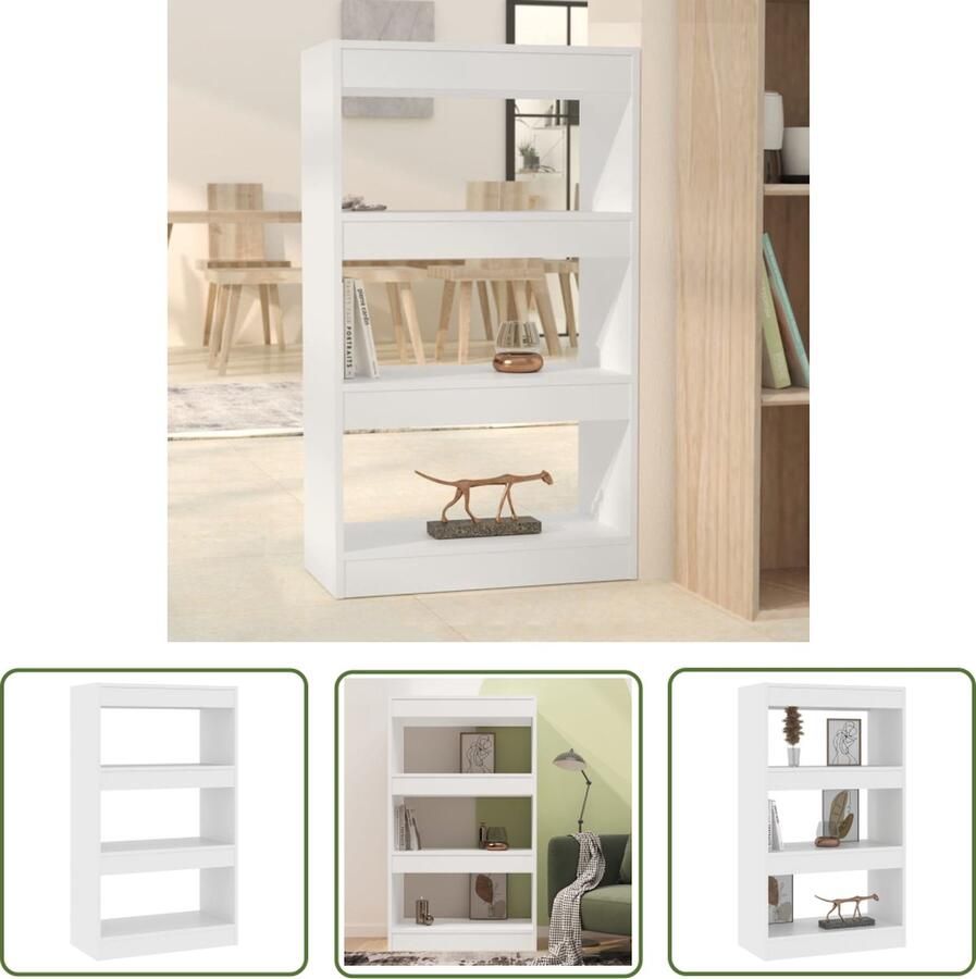 The Living Store Boekenkast Wit 60 x 30 x 103 cm Houten Stabiel veelzijdig Boekenkast Boekenplank Witte Boekenkast Houtskelet Opslagmeubel - Foto 2