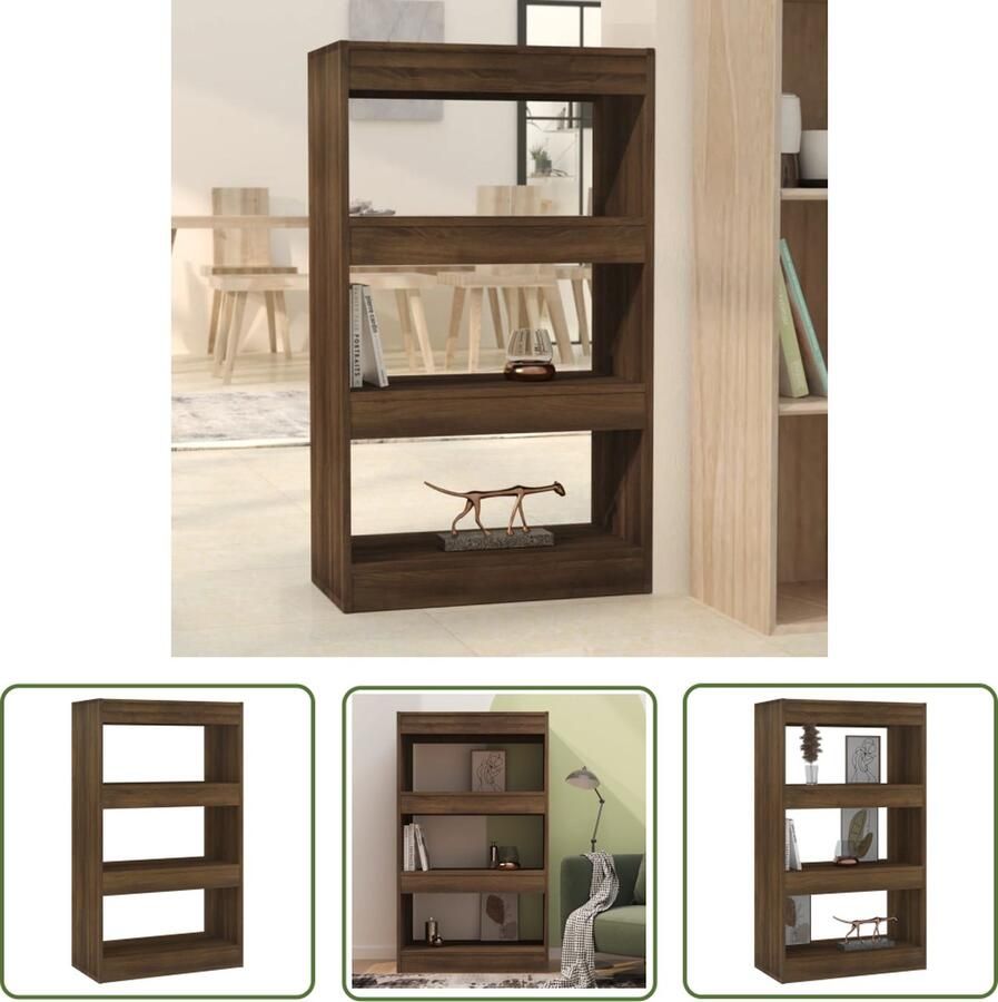 The Living Store Boekenkast kamerscherm 60x30x103 cm bruin eikenkleur Boekenkast Houten Boekenkast Boekenplank Kamerdivider Opslagmogelijkheden - Foto 2