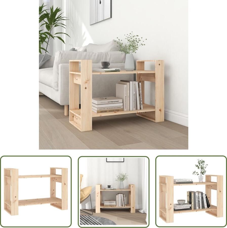 The Living Store Boekenkast kamerscherm 80x35x56 5 cm massief grenenhout Boekenkast Houten Boekenkast Grenenhouten Boekenkast Boekenplank Opslagmogelijkheden - Foto 2
