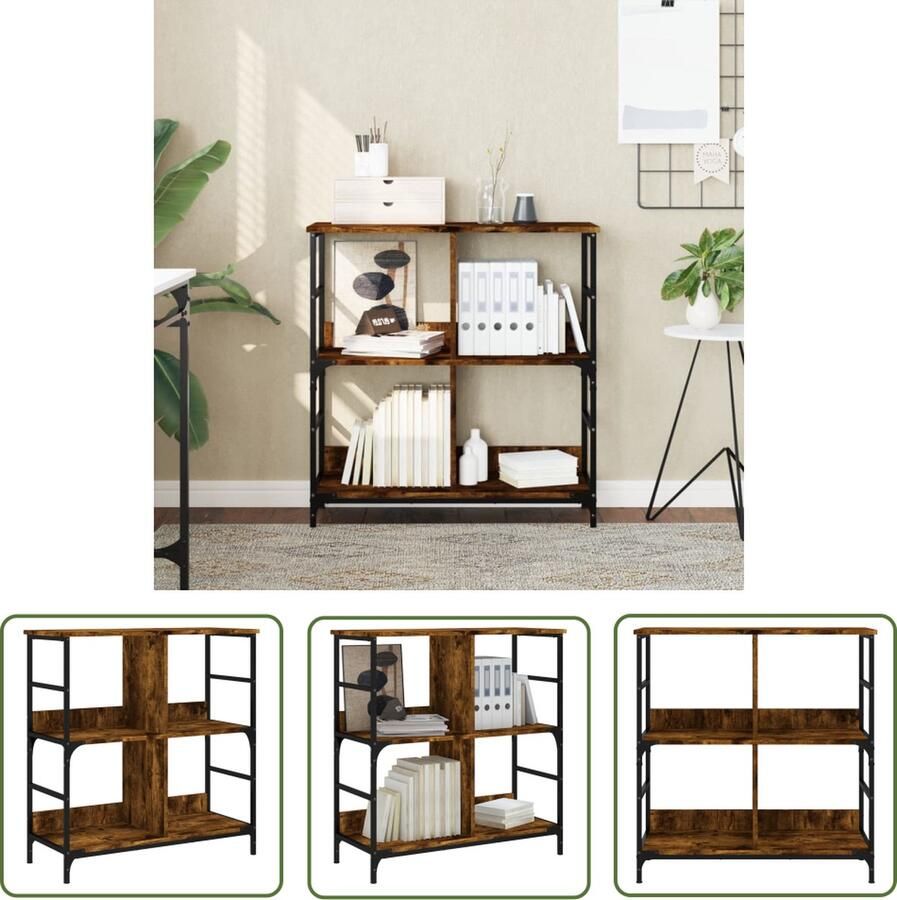 VidaXL Boekenrek Industrieel Boekenrek Houten Boekenkast Bruine Boekenkast Vintage Boekenkast - Foto 2