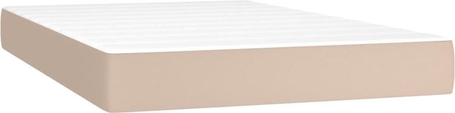 The Living Store Boxspring Bed Cappuccino Kunstleer 203x120x118 128 cm Verstelbaar hoofdbord Pocketvering matras Middelharde ondersteuning Huidvriendelijk topmatras Multifunctioneel bankje - Foto 2