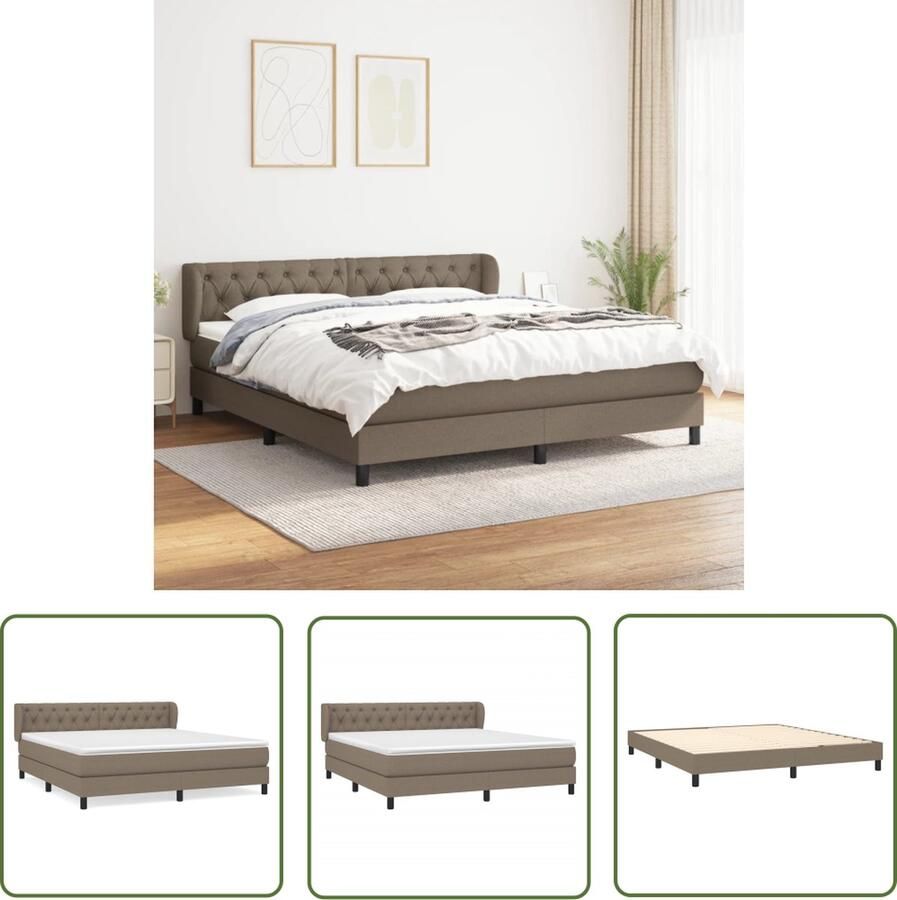 The Living Store Boxspring bed taupe 203 x 163 x 78 88 cm pocketvering matras middelharde ondersteuning huidvriendelijk topmatras Boxspring Bed Boxspring Tweepersoonsbed Slaapcomfort Pocketed Spring Mattress - Foto 2