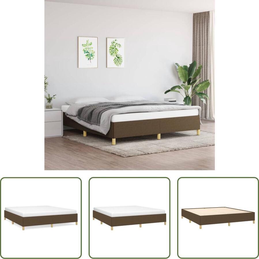 The Living Store Boxspringframe stof donkerbruin 160x200 cm Boxspringframe Boxspringframes Bed Ledikant Slaapmeubel Bedframe Bedbodem Tweepersoonsbed Boxspring Bedden Ledikanten