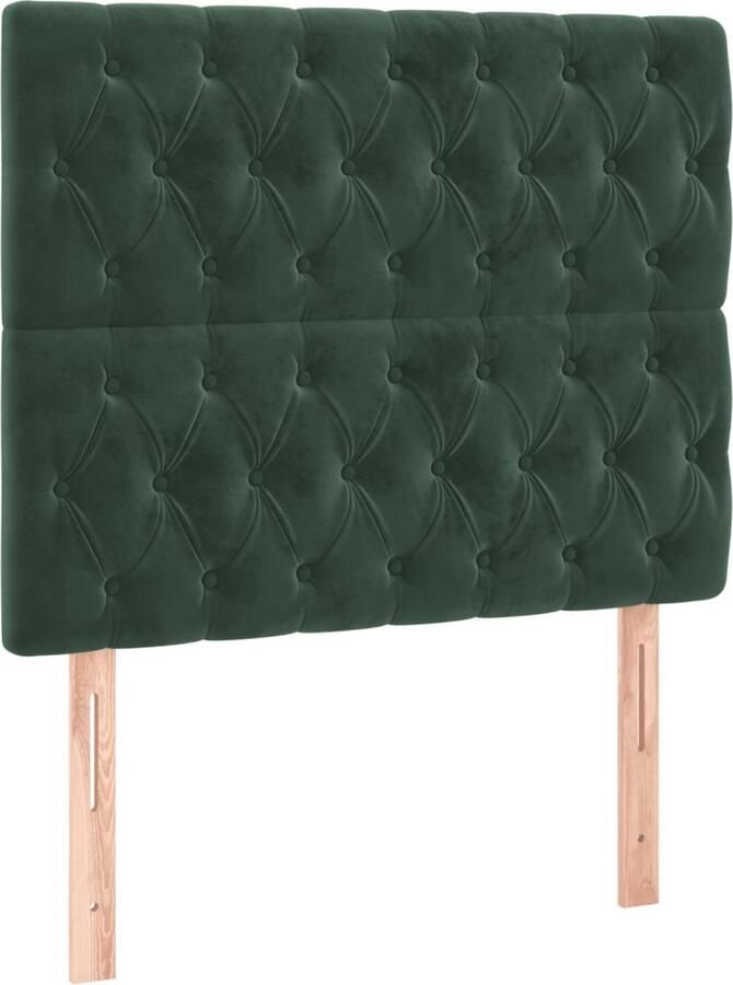 The Living Store Boxspring met matras fluweel donkergroen 100x200 cm Boxspringbed Fluweel Bed Donkergroen Bed Tweepersoon Bed King Size Bed