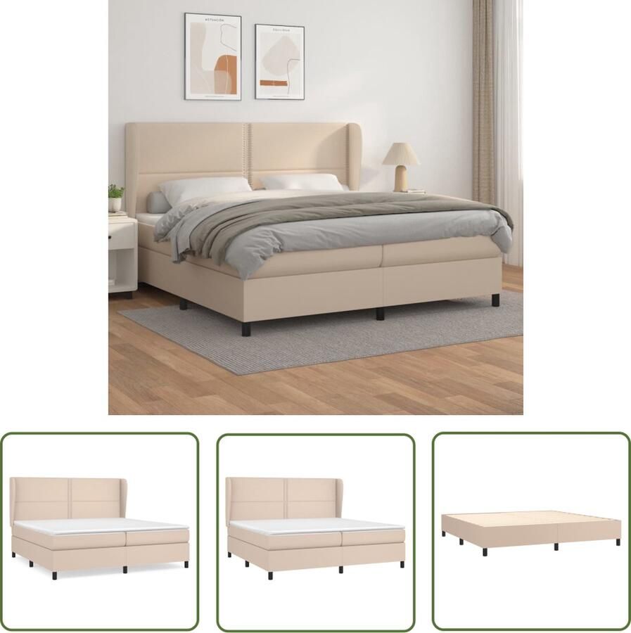 The Living Store Boxspring met matras kunstleer cappuccinokleurig 200x200 cm Boxspring Boxsprings Bed Slaapmeubel Boxspringbed Boxspring Bed Tweepersoonsbed Bed Met Matras Bedframe Ledikant Bed Met Hoofdbord - Foto 2