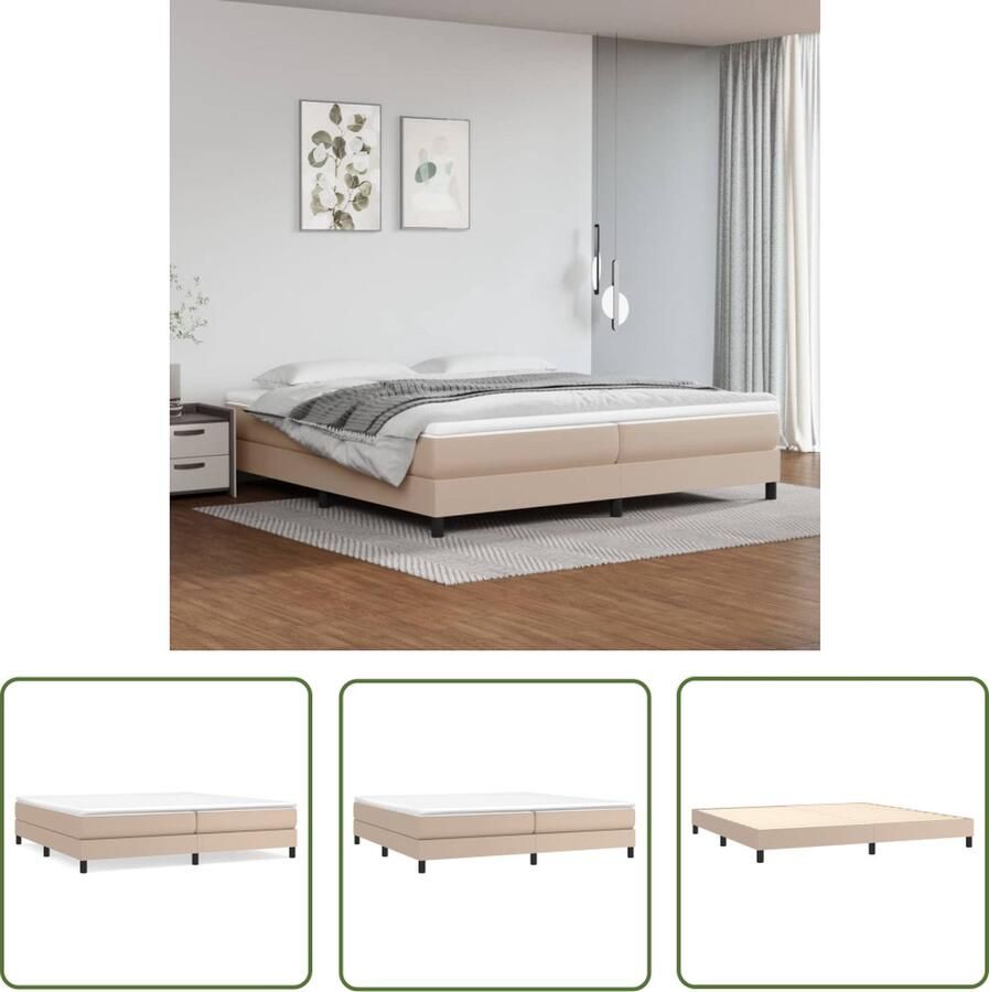 The Living Store Boxspring met matras kunstleer cappuccinokleurig 200x200 cm Boxspring Boxsprings Bed Slaapmeubel Boxspringbed Boxspring Bed Tweepersoonsbed Bed Met Matras Bedframe Ledikant Bedden - Foto 2