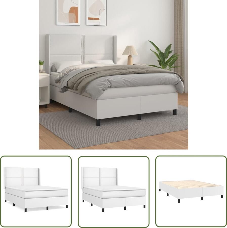 The Living Store Boxspringbed Kunstleer 193x147x118 128cm duurzaam kunstleer praktisch hoofdbord comfortabele ondersteuning pocketvering matras middelharde ondersteuning huidvriendelijk topmatras