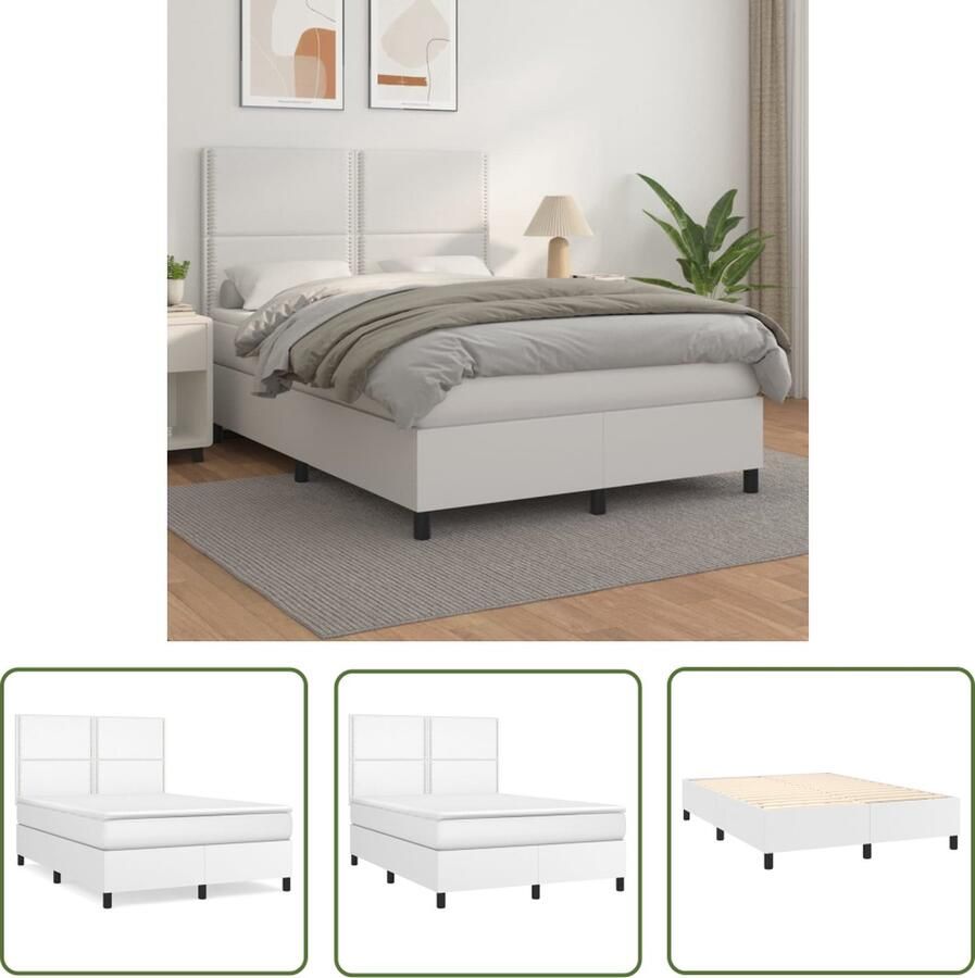 The Living Store Boxspringbed s Bedframe 193 x 144 x 118 128 cm Kunstleren materiaal Pocketvering matras Huidvriendelijk topmatras Boxspringbed Boxspring Bed Frame Slaapcomfort Kunstleder Bed