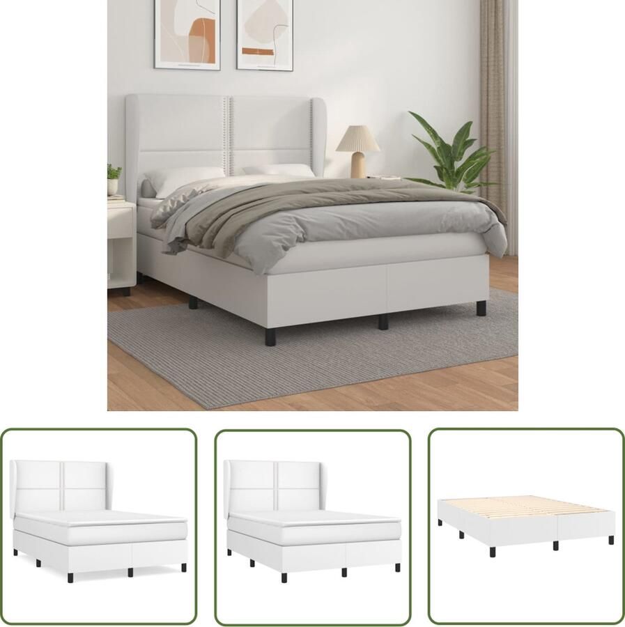 The Living Store Boxspringbed Kunstleer 193x147x118 128 cm Verstelbaar hoofdbord Pocketvering matras Middelharde ondersteuning Huidvriendelijk topmatras Boxspringbed Boxspring Bed Frame Lederlook Kunstleder