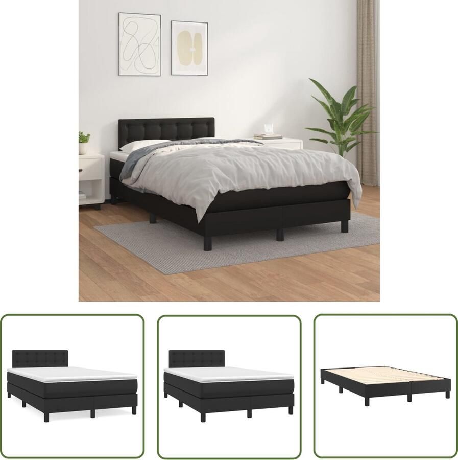 The Living Store Boxspringbed Kunstleer 203 x 120 x 78 88 cm Hoogwaardig materiaal Verstelbaar hoofdbord Pocketvering matras Middelharde ondersteuning Huidvriendelijk topmatras Montagehandleiding inbegrepen