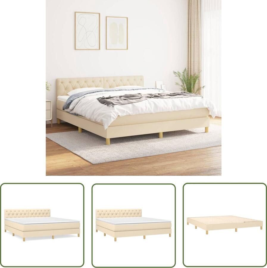 The Living Store Boxspringbed Bed 203 x 163 x 118 128 cm Duurzaam materiaal Verstelbaar hoofdbord Pocketvering matras Middelharde ondersteuning Huidvriendelijk topmatras Levering bevat bedframe hoofdbord matras en topmatras - Foto 2