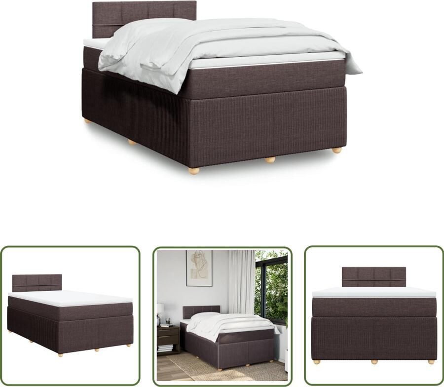 The Living Store Boxspring met matras stof donkerbruin 120x200 cm Boxspring Tweepersoonsbed Slaapcomfort Matras Pocketvering