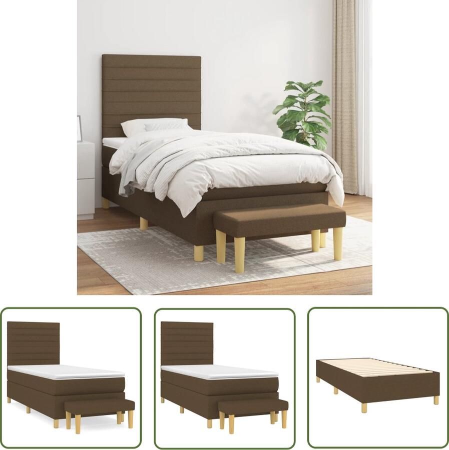 The Living Store Boxspringbed Comfort Bed 203 x 90 x 118 128 cm donkerbruin Boxspringbed Slaapcomfort Boxspring Tweepersoonsbed Bruine Bed
