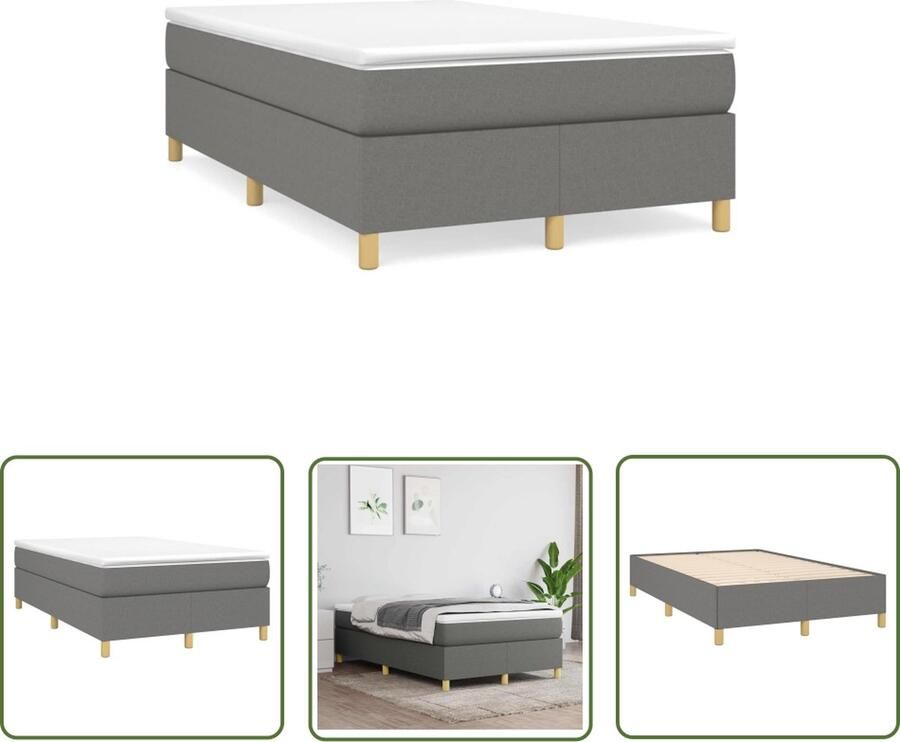 The Living Store Boxspring met matras stof donkergrijs 120x190 cm Boxspring Boxspringbed Slaapkamerinrichting Tweepersoonsbed Donker Grijs Bed